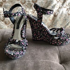 Floral Print Wedges